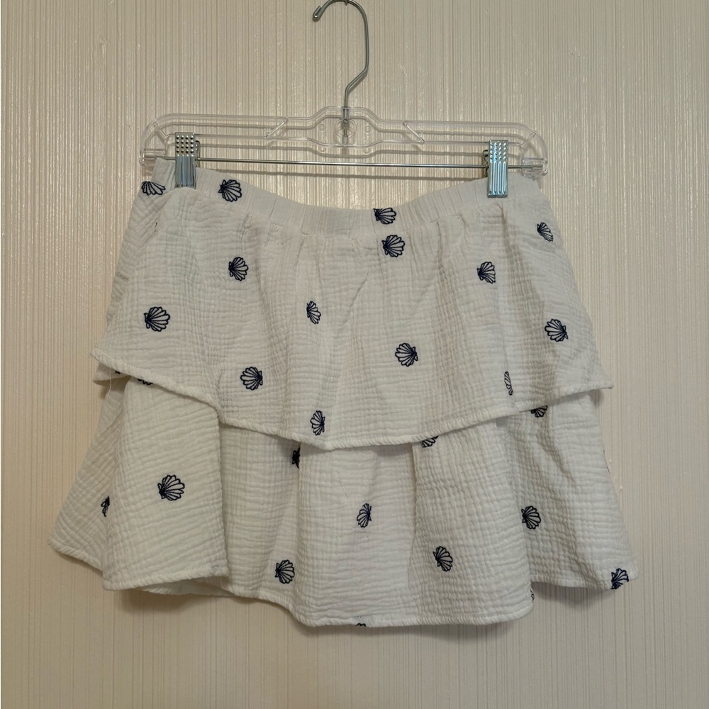 Grace White Mini Skirt with Navy Shells